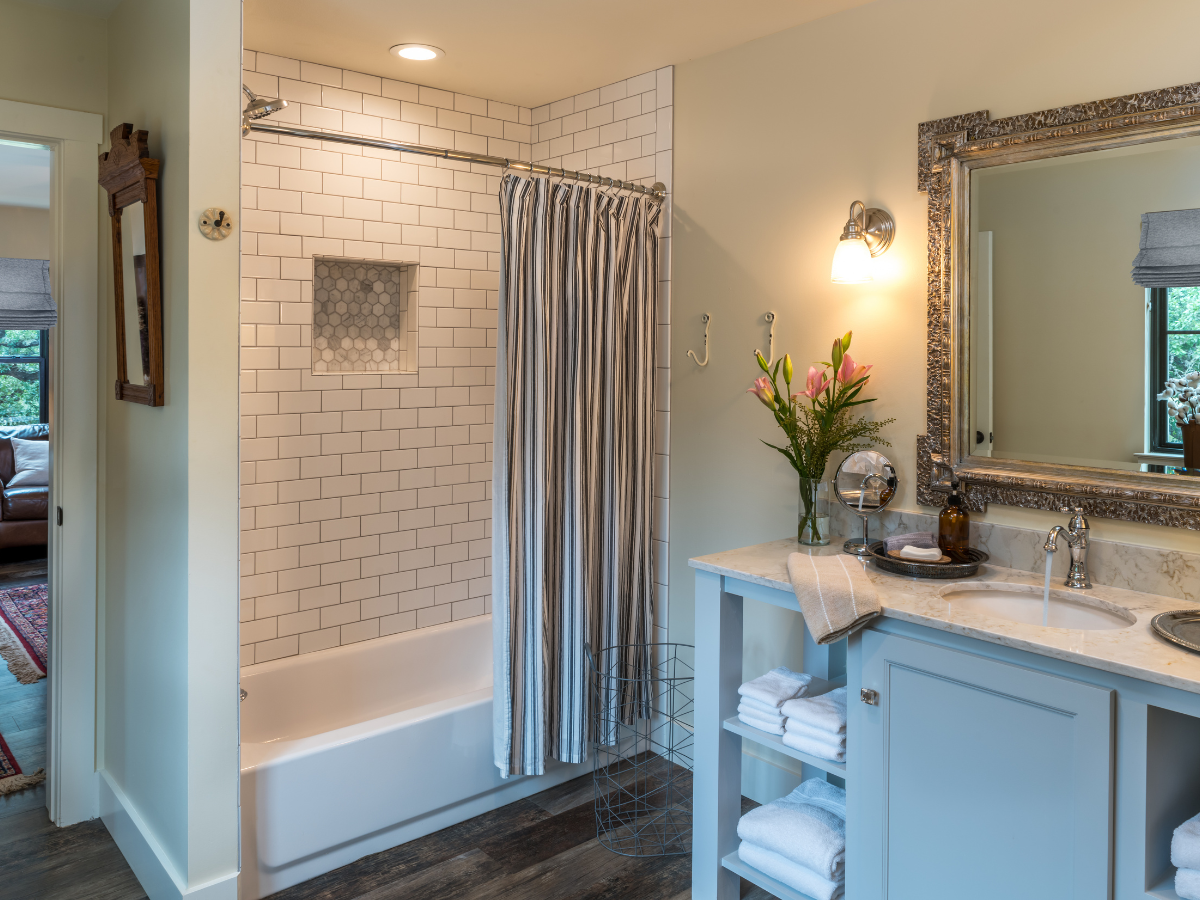 Image of bathroom in Tack room at Inn at Sunset Mill Ranch in Wimberley texas