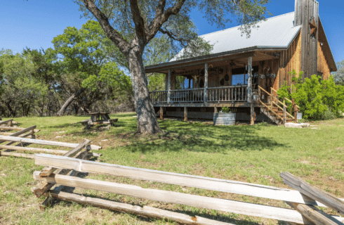 Image of beautiful cabin rental Winters Mill Cabin Accommodations at Inn at Sunset Mill Ranch in Wimberley Texas