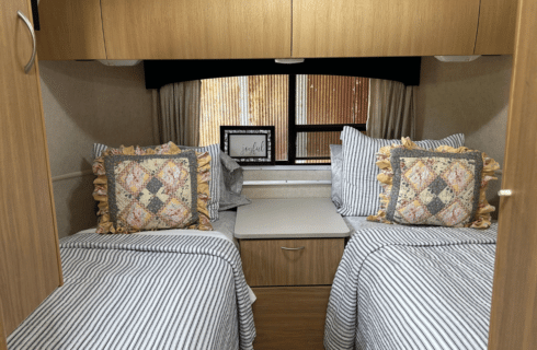 Image of beds in Airstream Glamper at Inn at Sunset Mill Ranch