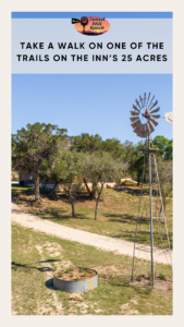Image of weather vane and walking trails at Inn at Sunset Mill Ranch in Wimberley Texas