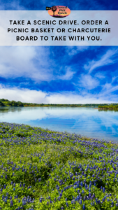 Image of blue water and springflowers on scenic drive in wimberley