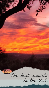 Image of fiery red sunset in wimberley texas from Inn at Sunset Mill Ranch